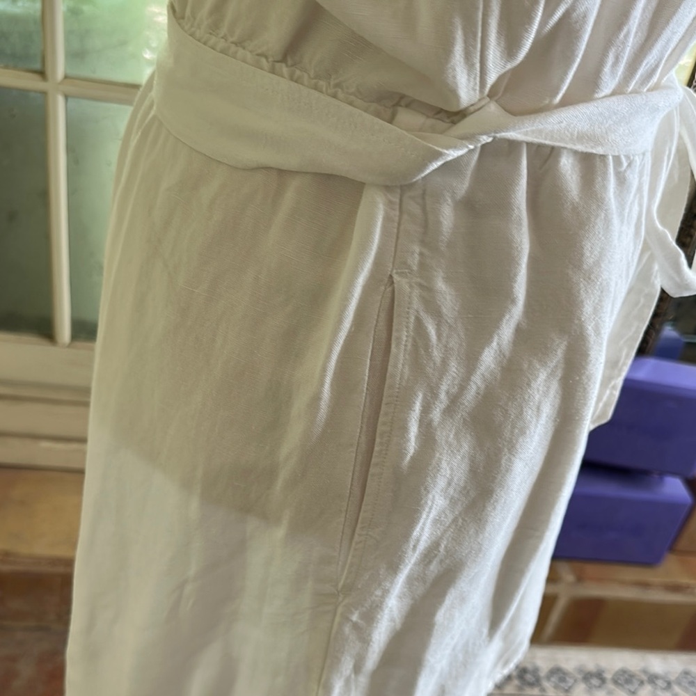 Cloth & Stone Anthropologie Small White Button-Down Dress with Front Tie - Picture 5 of 7